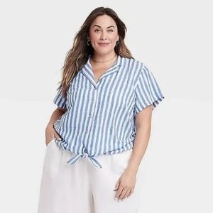 Ava & Viv striped tie lined top